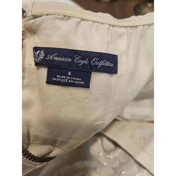 American Eagle Strapless A-Line Dress in Cream with Texture - Picture 6 of 10